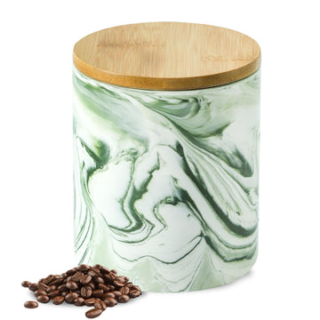 Green Food Storage Jar Strong Ceramic Storage Canisters with Airtight Seal Bamboo Lid Modern Design Seal Damp-Proof
