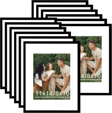 12 Packs 11x14 Picture Frames, Display 8x10 with Mat or 11x14 Without Mat, Black Gallery Wall Frame Set, 11 by 14