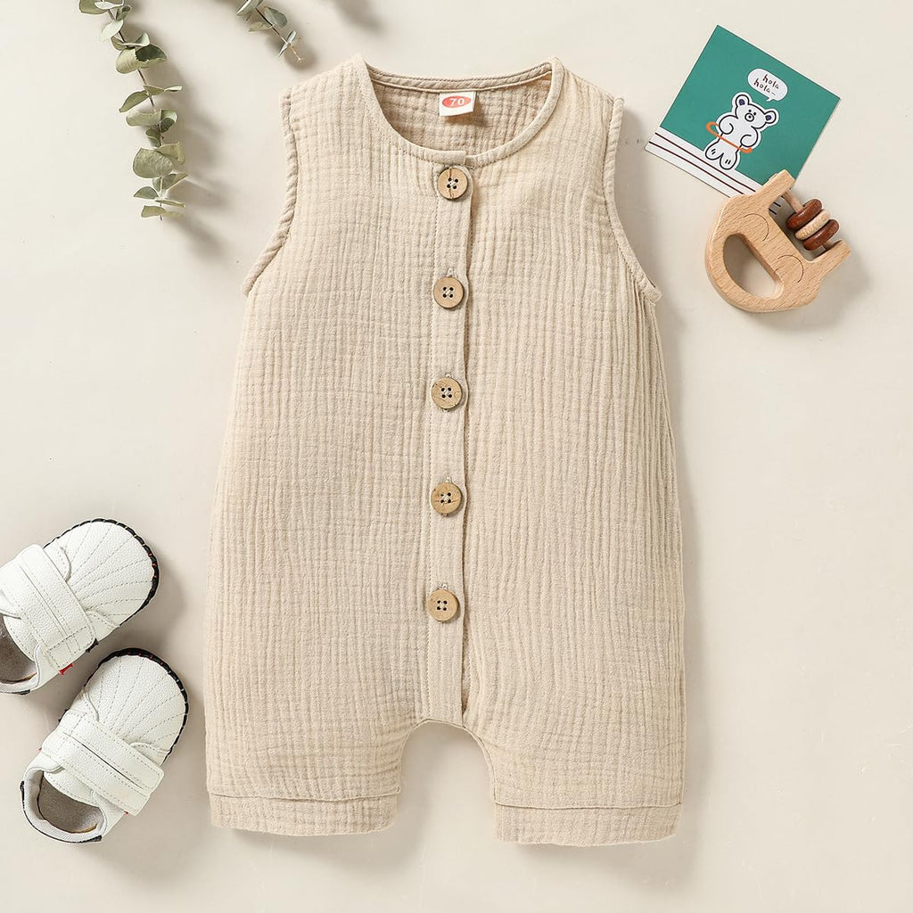 Infant Baby Boys Girls Cotton Linen Romper Summer Jumpsuit Sleeveless Overalls Clothing Set