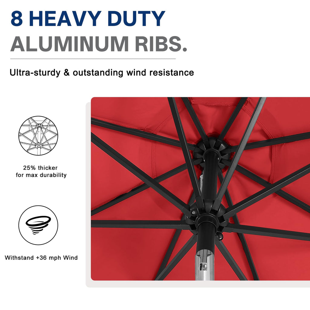 Solar Led Patio Umbrella with 32 Lights 9FT(Red)