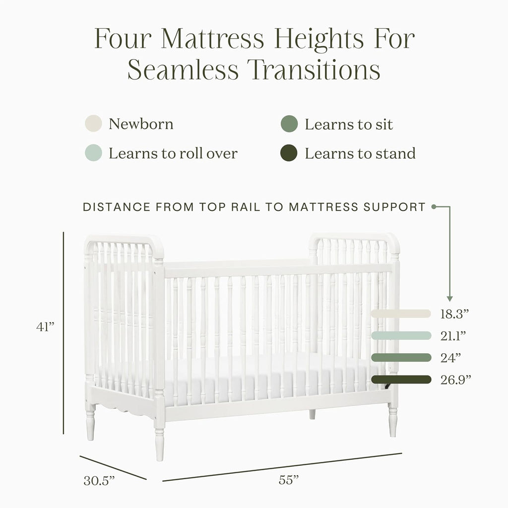 Liberty 3-in-1 Convertible Spindle Crib Warm White | GREENGUARD Gold & FSC Certified, Converts to Toddler Bed &