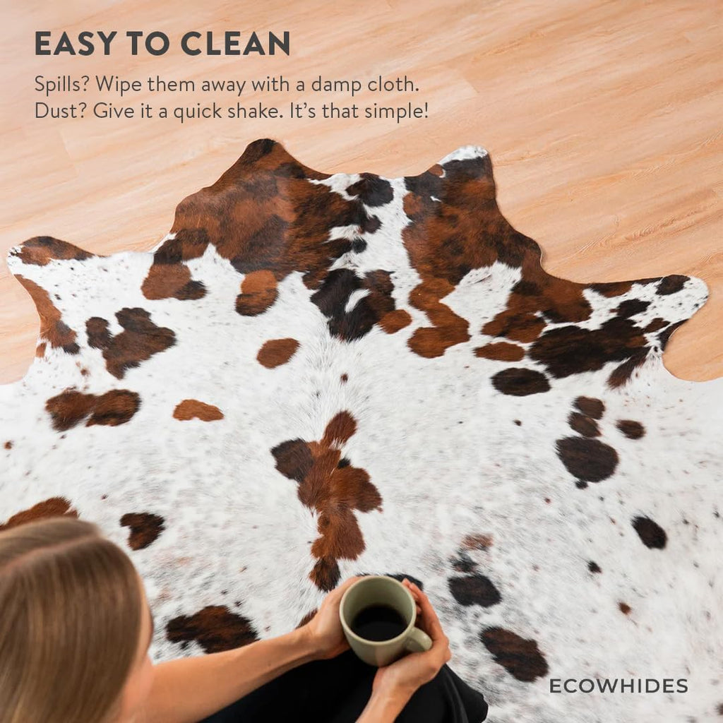 100% Genuine Brazilian Cowhide Rug - Tricolor White - Luxury Cowskin Cow Hide Leather Area Rug Home Decor (X-Large) 7