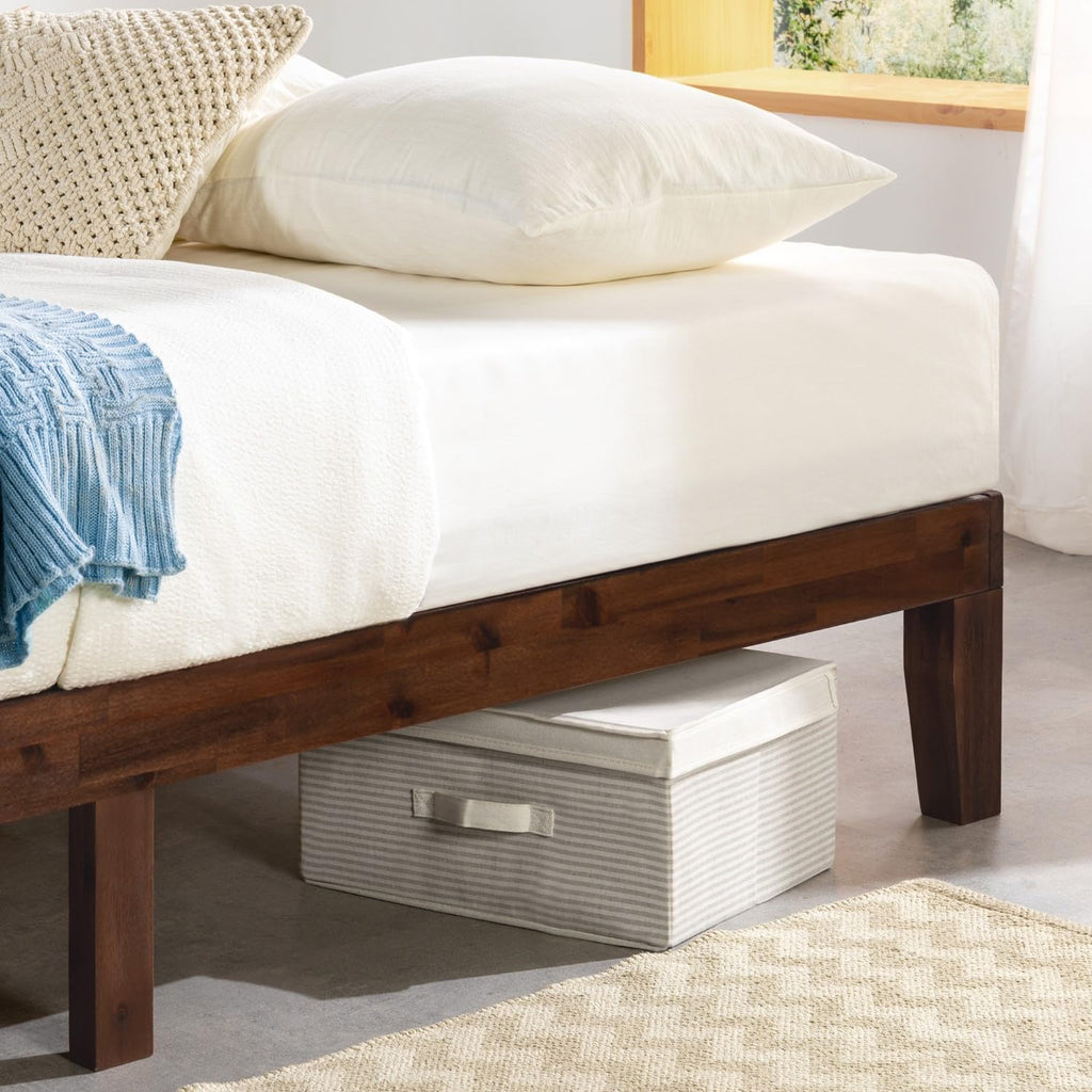 Naturalista Classic - 12 Inch Solid Wood Platform Bed with Wooden Slats, No Box Spring Needed, Easy Assembly, Queen