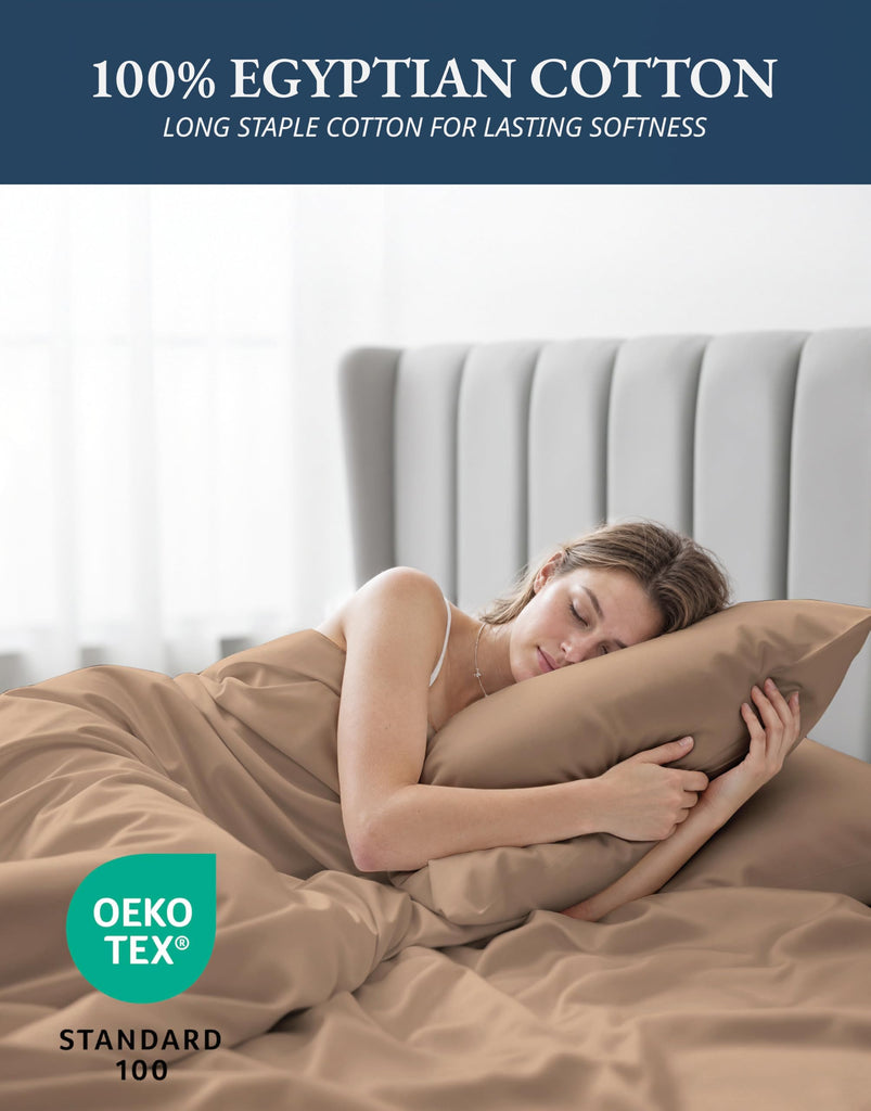 King Size Sheets 100% Egyptian Cotton Sateen - Taupe
