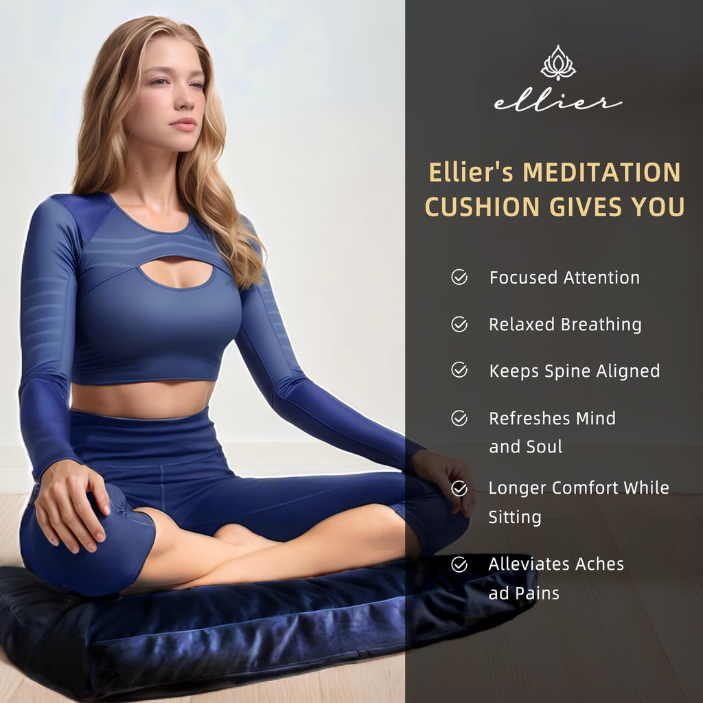 Zafu & Zabuton Meditation Cushion Set - Buckwheat Hull & Memory Foam Pillows, Ergonomic Support for Yoga, Mindfulness