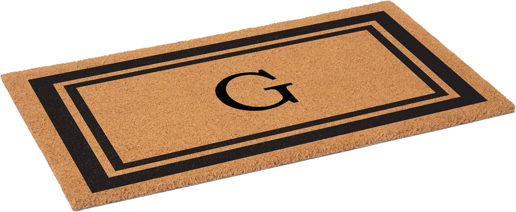 152962436G Black Border 24" x 36" Monogram Doormat, (Letter G)