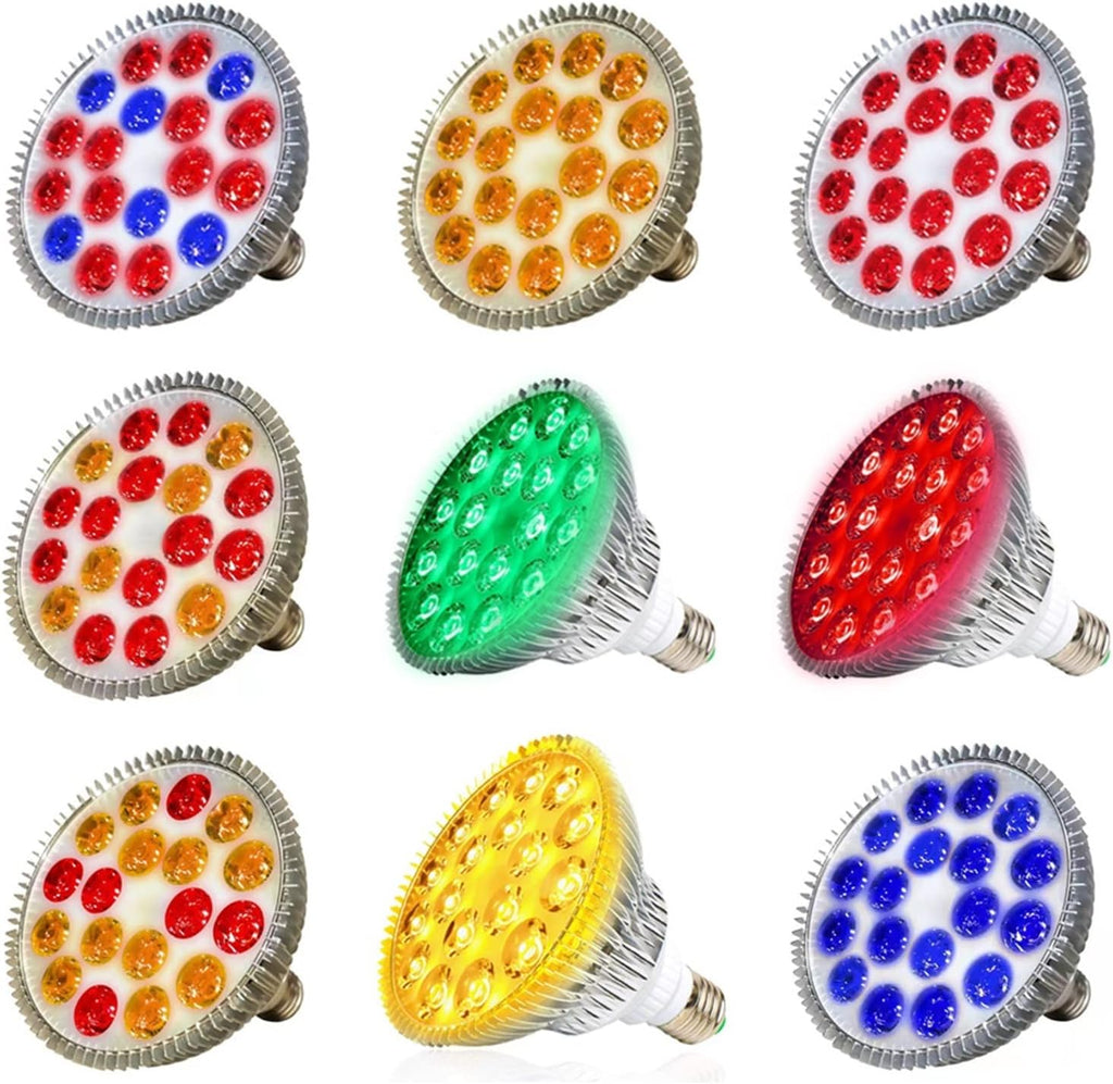 E27 LED Plant Grow Light 54W Par38 Full Spectrum Phyto Grow Box for Flower Seed Growth Hydroponics Veg Growing (Color