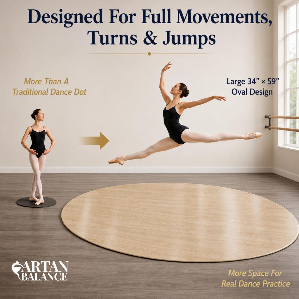 Marley Dance Floor 34" x 59" Oval - Portable Marley Dance Floor & Studio, Professional 2mm Non-Slip Dance Practice