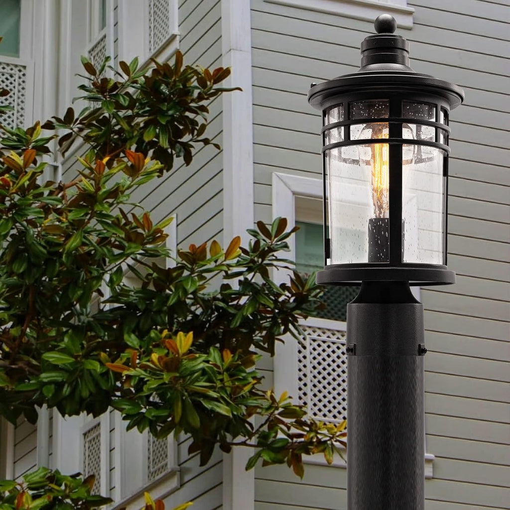Outdoor Post Lights Lamp Posts Outdoor Lighting, Waterproof Aluminum Post Lights Outdoor Light Fixtures with Glass