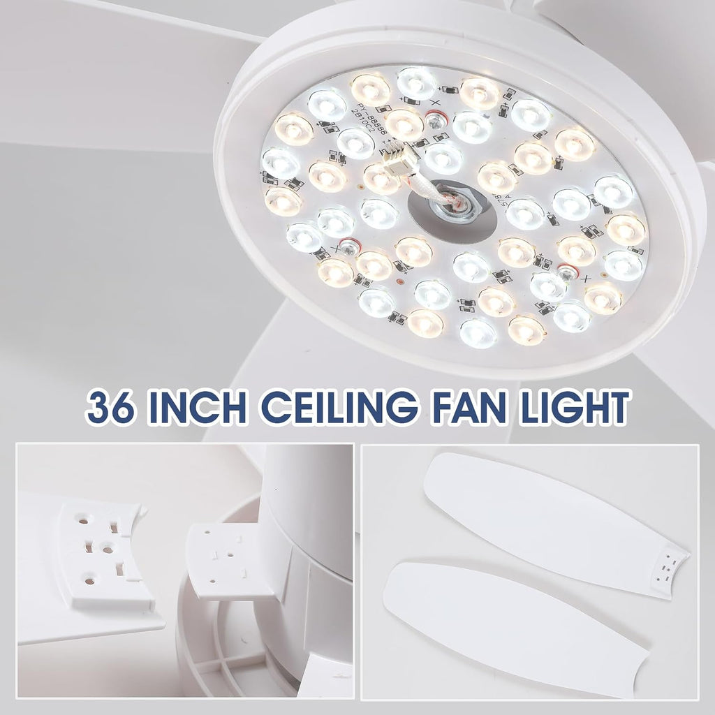 42" Ceiling Fans with Lights-Low Profile Ceiling Fan with Light and Remote/APP Control,Flush Mount,DC Reversible,LED Dimmable Modern Ceiling Fans for Bedroom,Indoor/Outdoor Patio Use(White) A101-B0CZH6X24P
