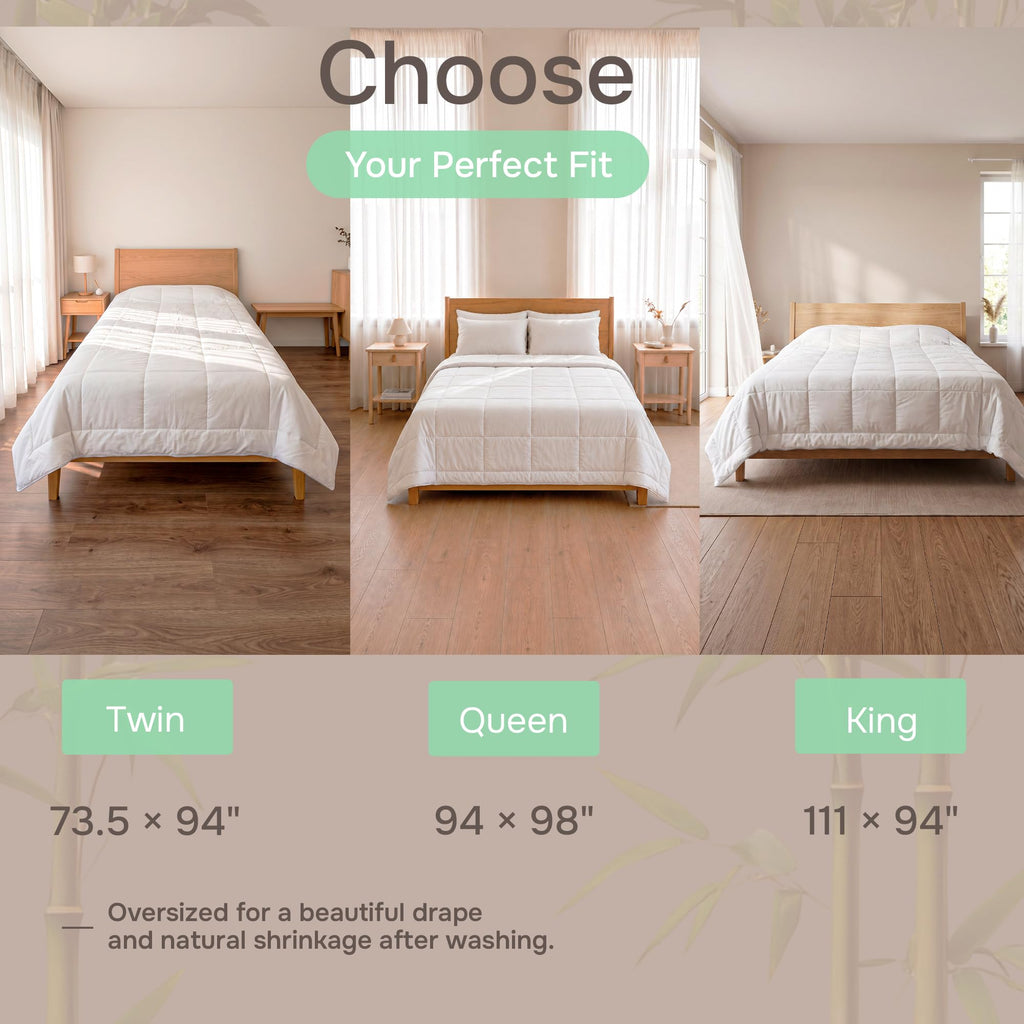 Cooling Comforter, Queen, Viscose from Bamboo, Lightweight, Hot Sleepers