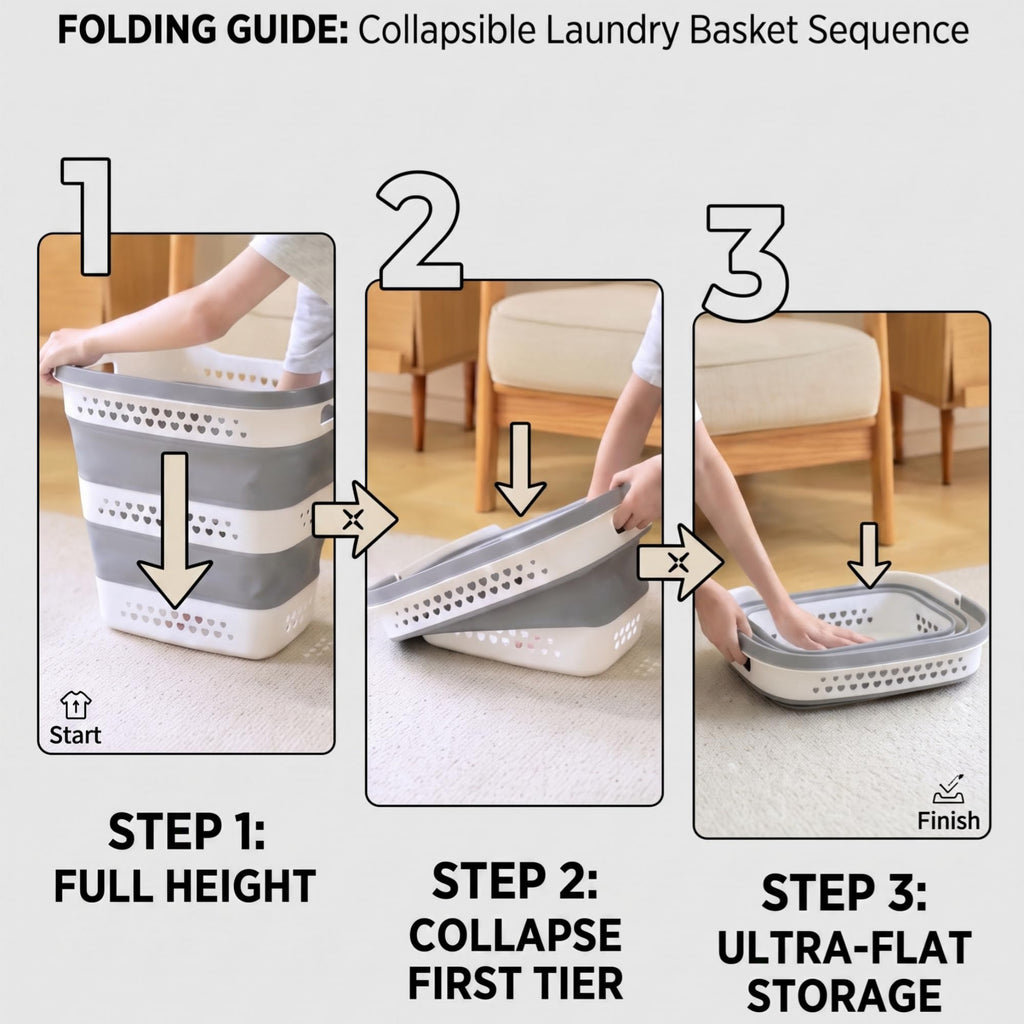 2Pcs 42L Collapsible Laundry Basket with Handle Foldable Laundry Hamper (Gery 17 Inch * 15 Inch * 14 Inch) Pop Up