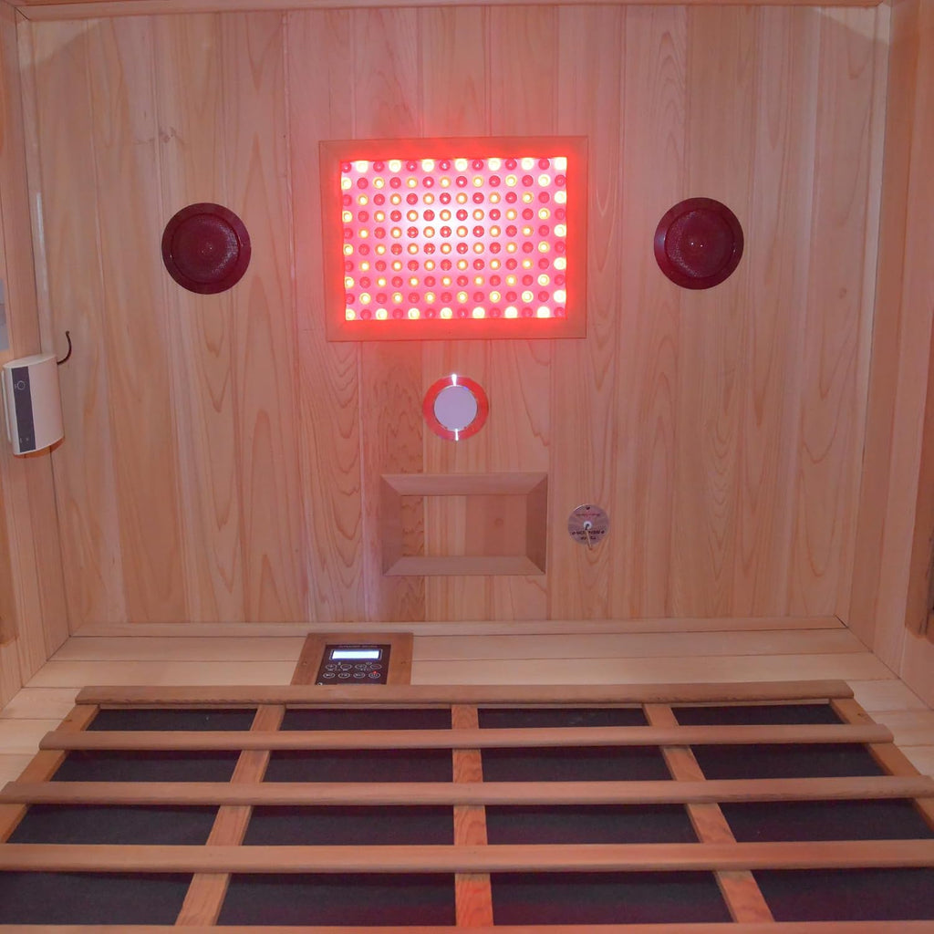 48.8" 2 Person Outdoor Infrared Sauna Room,Fir & Red Cedar Wood Home Spa Cabin,8 Epoxy Heating Panels,2000W,LED