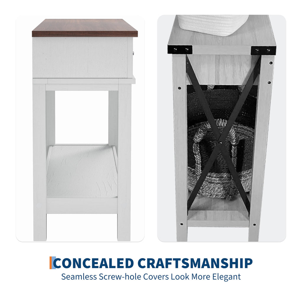 3 Drawers Entryway Table, Farmhouse Wooden Console Table