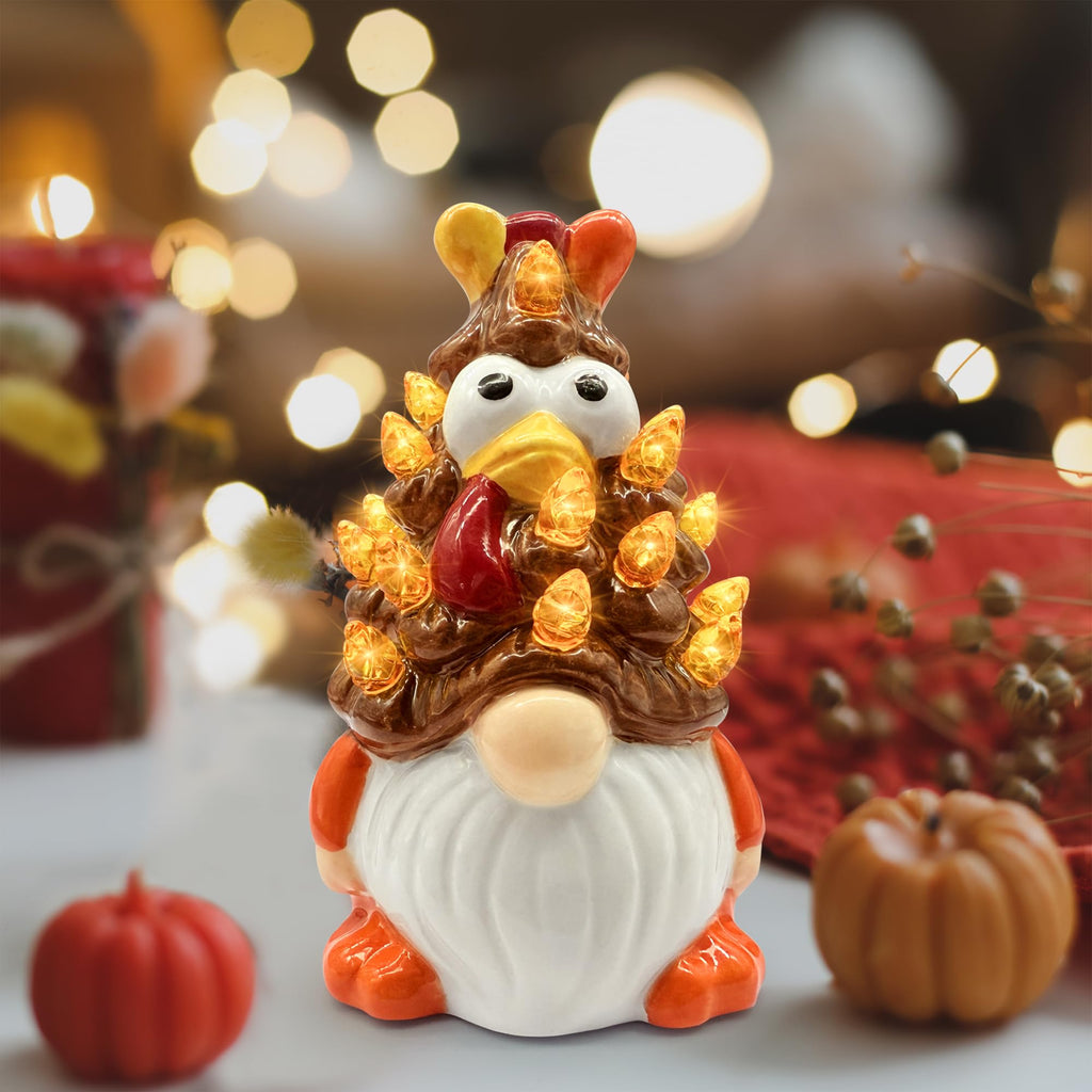 Thanksgiving Decorations, Thanksgiving Ceramic Tree Gnomes Decor