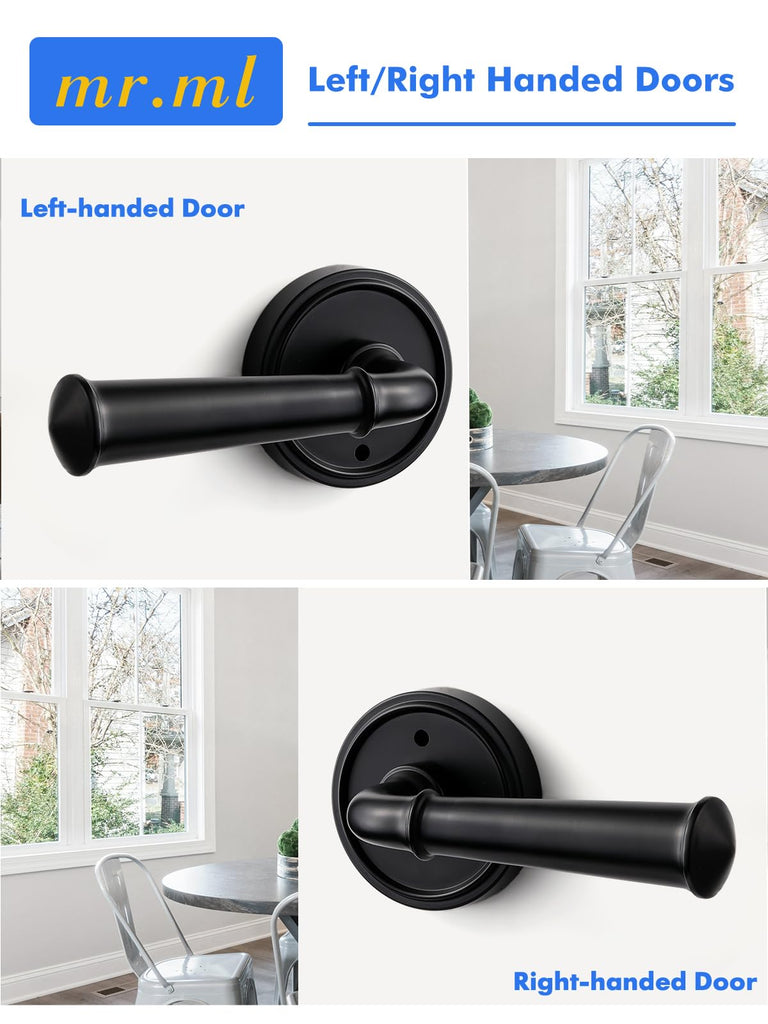 Door Handle Black Privacy Door Lever Black DoorHandle, 1 Pack