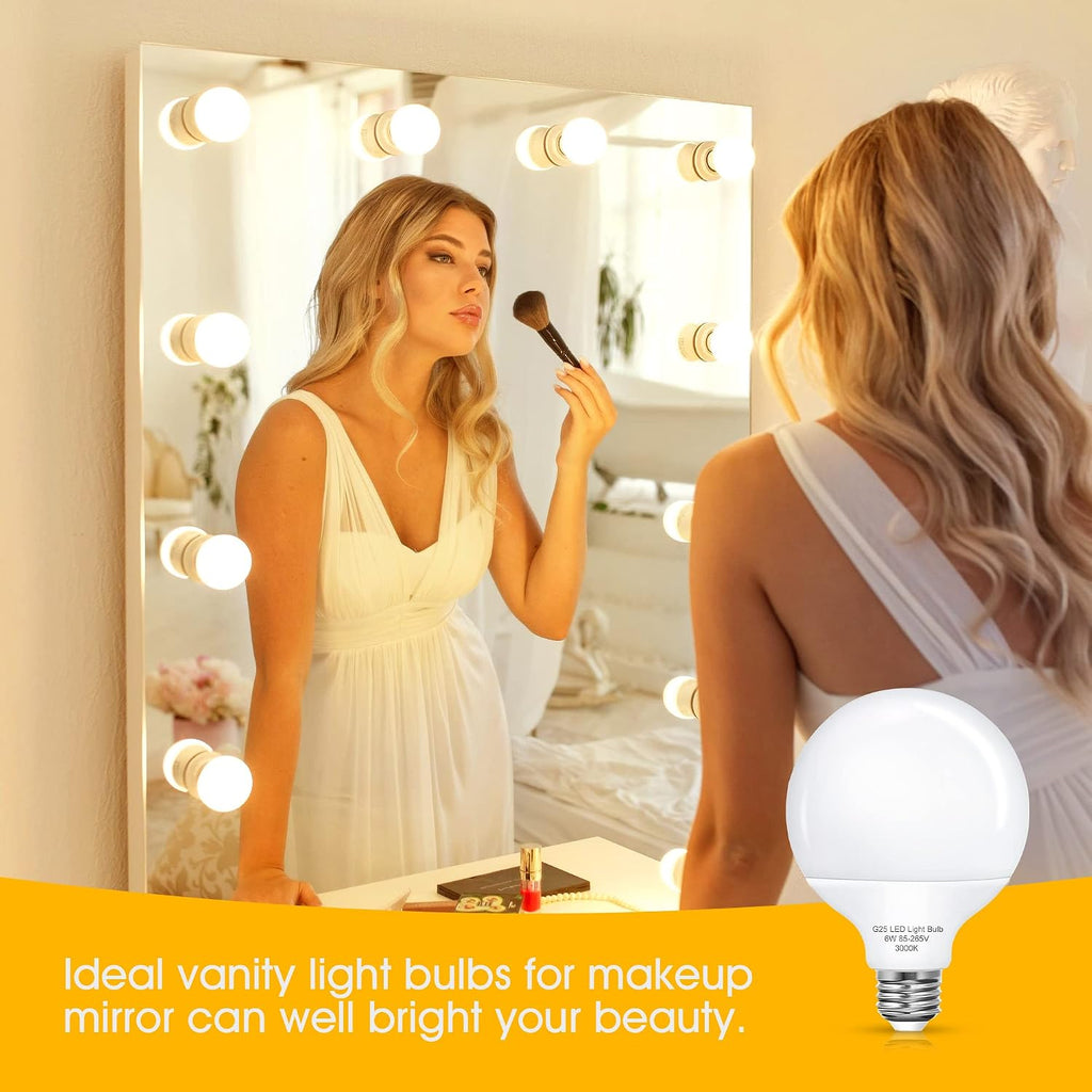 G25 LED Vanity Globe Light Bulb, E26 Base 60W Equivalent Incandescent Bulbs