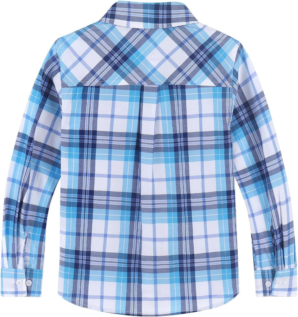 Boys Plaid Shirts Long Sleeve Casual Woven Button Down Shirts