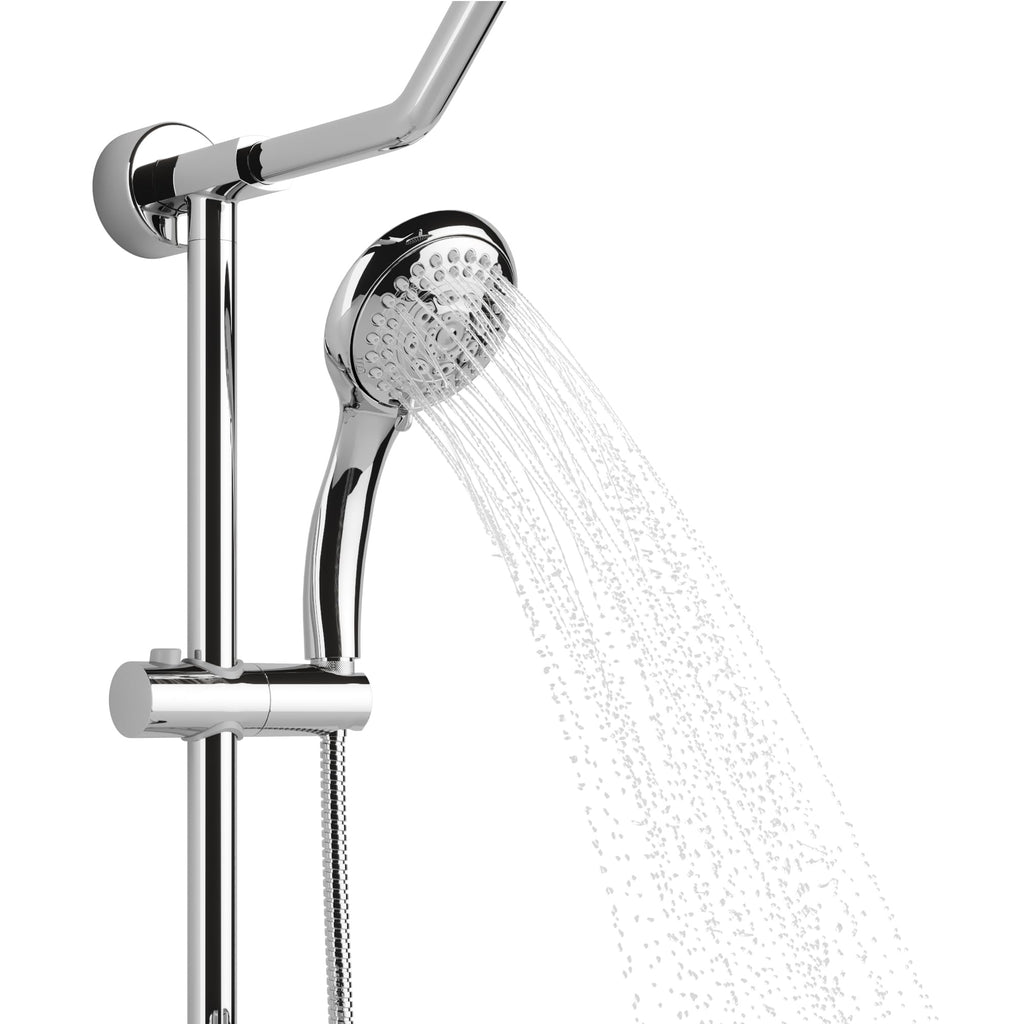 Kauai III Polished Chrome Rain Shower Head with Handheld Spray - 2.5 GPM, 8" Showerhead, 5-Function HandShower
