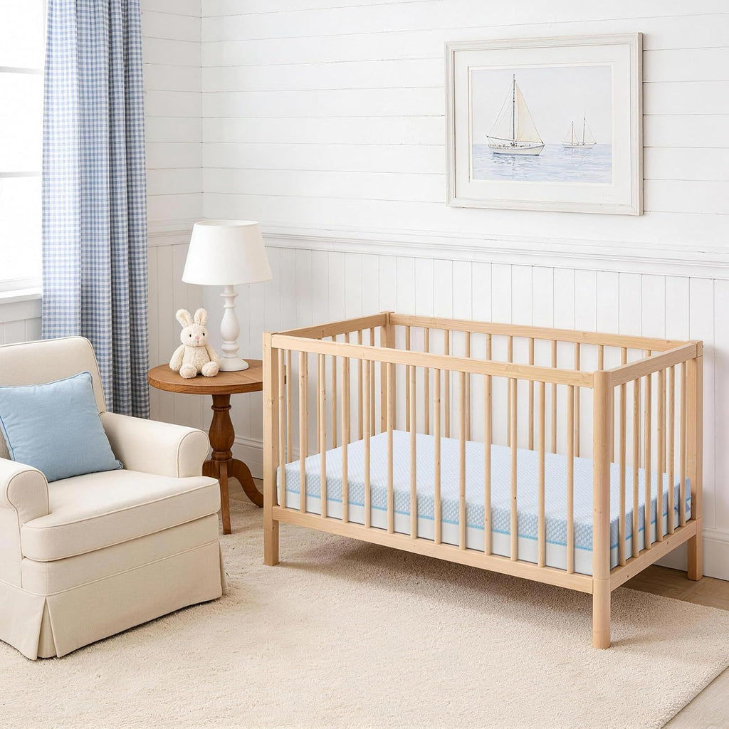 Dual-Sided Crib Mattress 52x27.5x6, Cooling Temperature Balance Removable Cover, Infant Support Foam, CertiPUR-US