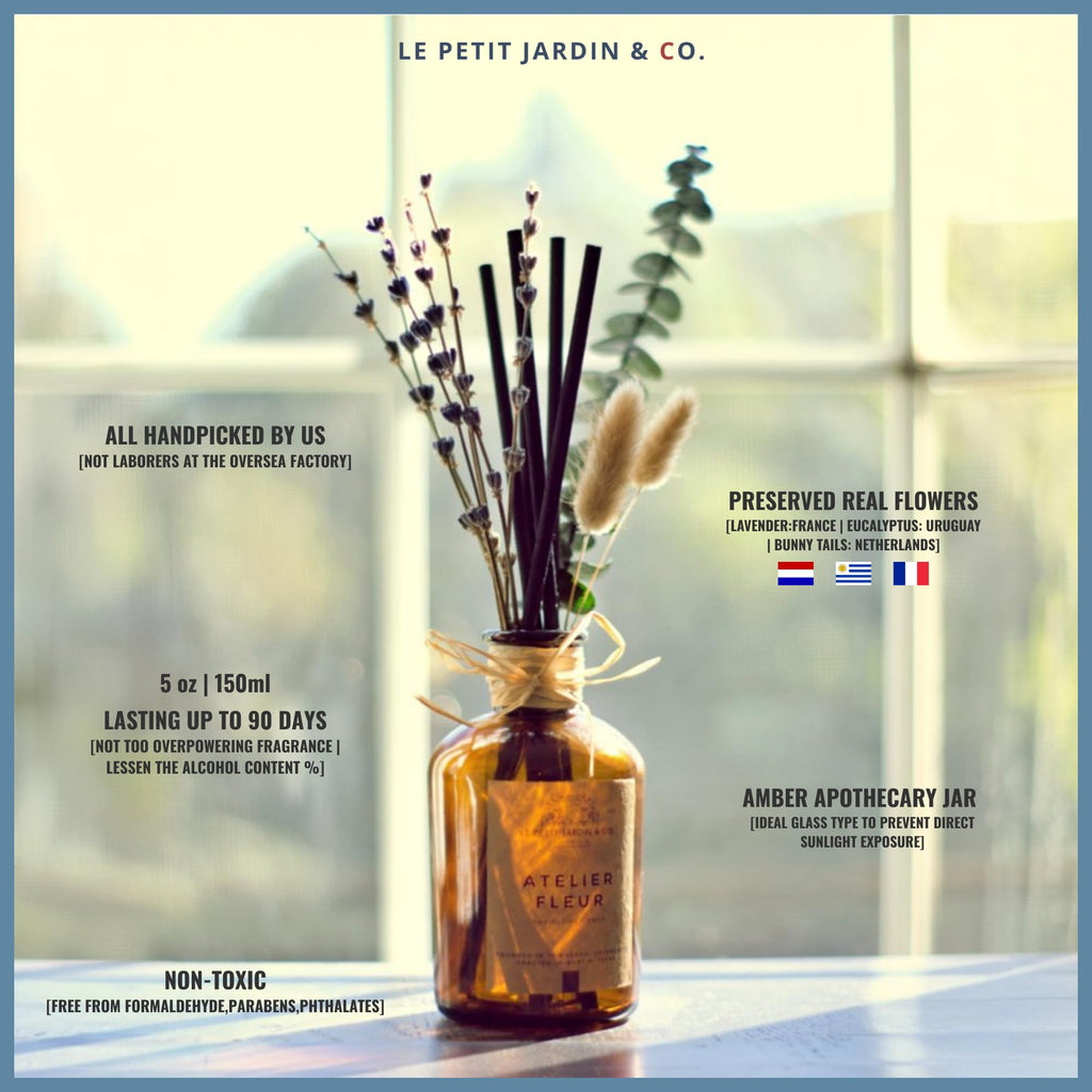 Reed Diffusers - Oil Sticks Diffuser Set with Real Dried Flowers - Reed Diffusers | Air Freshener Fragrance Sticks