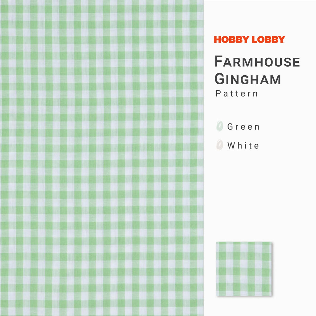 Farmhouse Gingham Cotton Calico Fabric, 1 Yard