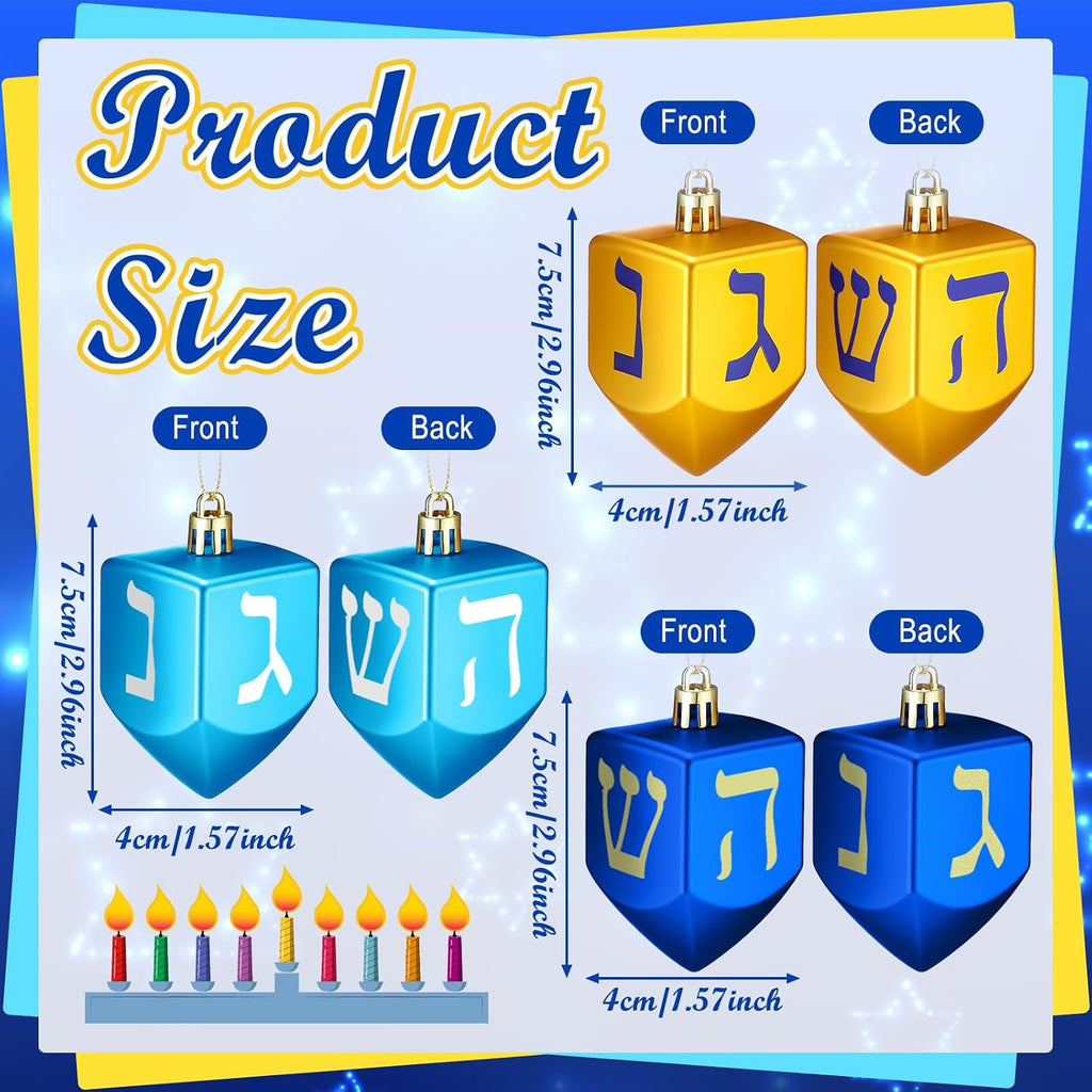 Hanukkah Hanging Ornaments for Tree Jewish Dreidel Ornaments Small Hanukkah Chanukah Dreidel Tree - Set of 24