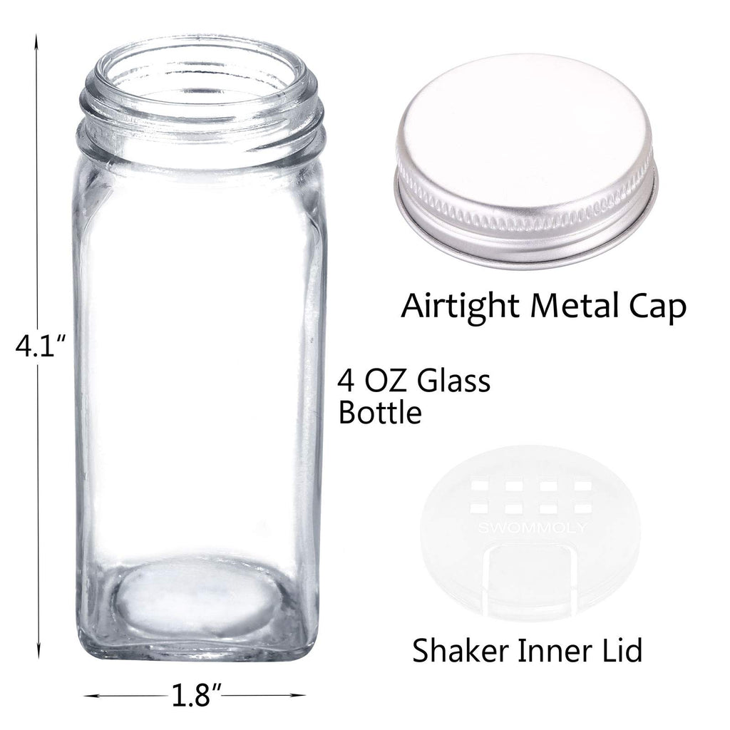 42 Pcs 4 oz Glass Spice Jars with Shaker Lids and 703 Spice Labels