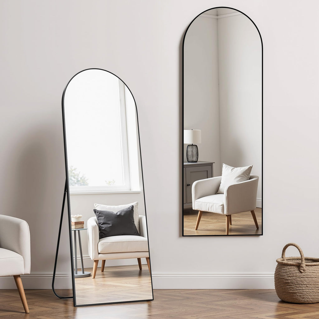 Arched Full Length Mirror, Floor Mirror with Stand, 59"x16" Large Mirror, Wall Mirror Full Length, Body Floor Mirror