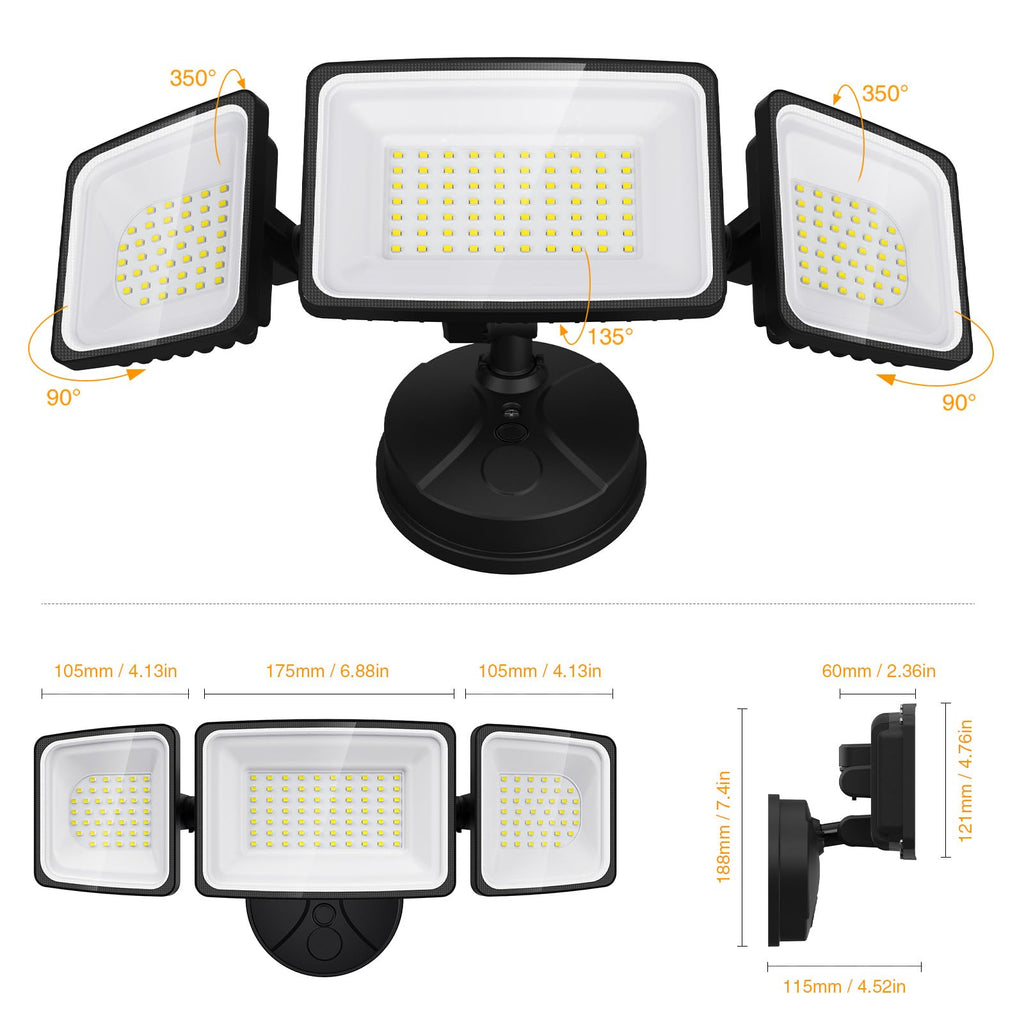 LED Security Light, Outdoor Flood Light Switch Controlled, IP65 Waterproof LED Exterior Floodlight