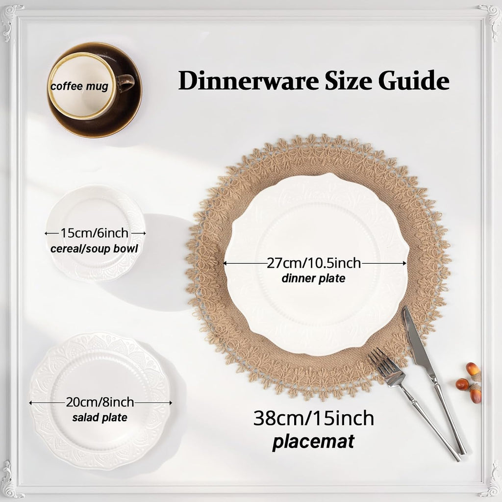 Burlap Round Braided Placemats for Dining Tables 15 Inch Heat Resistant Jute Table Mats Farmhouse Woven - Set of 12