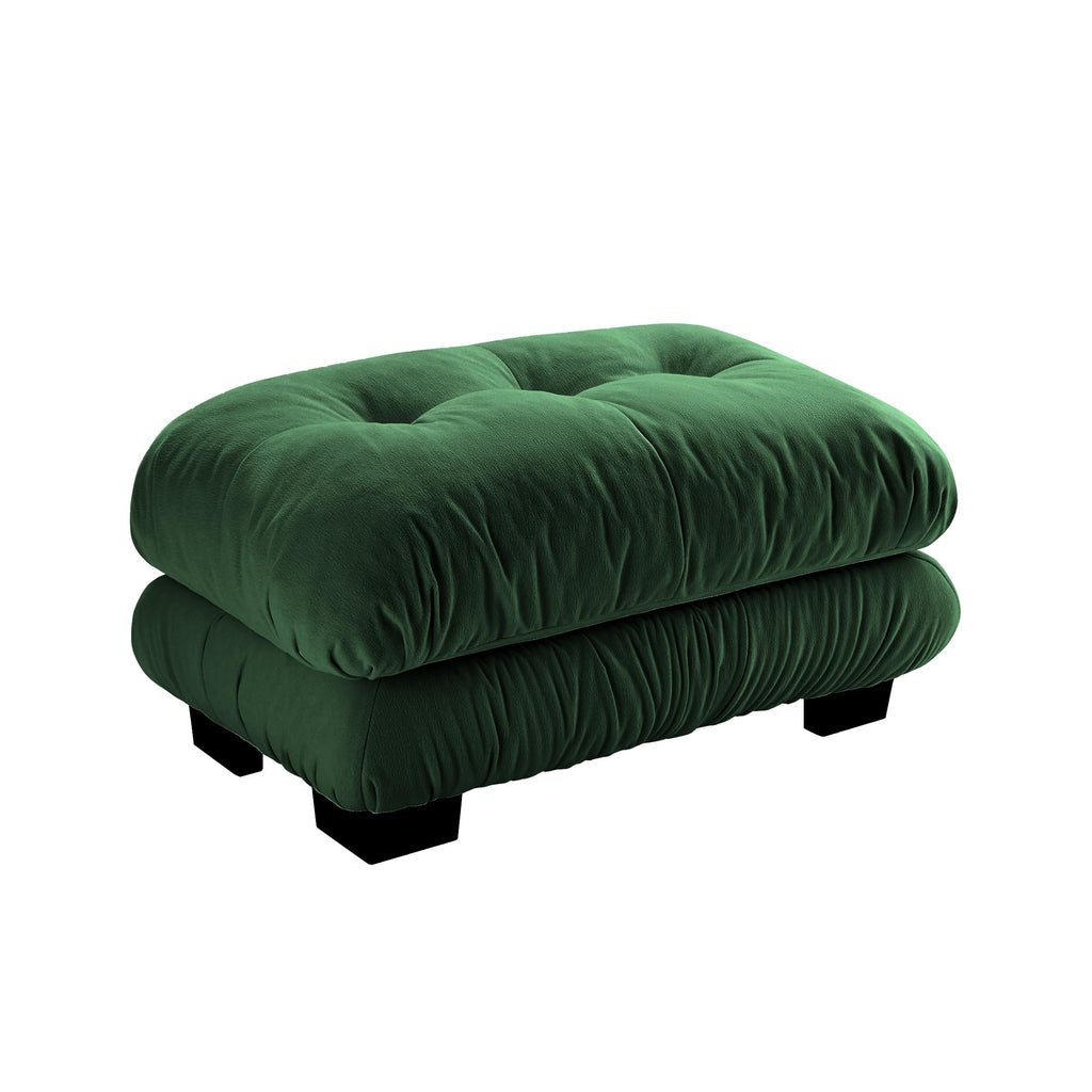 Velvet Sectional Sofa Ottoman, Green