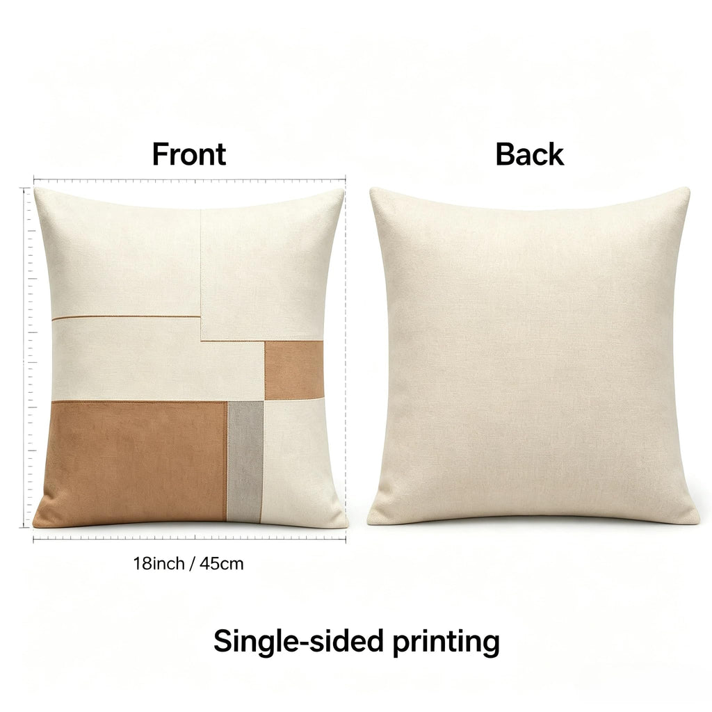 Neutral Geometric Color Block Throw Pillow Covers 18x18 Inch Set of 2