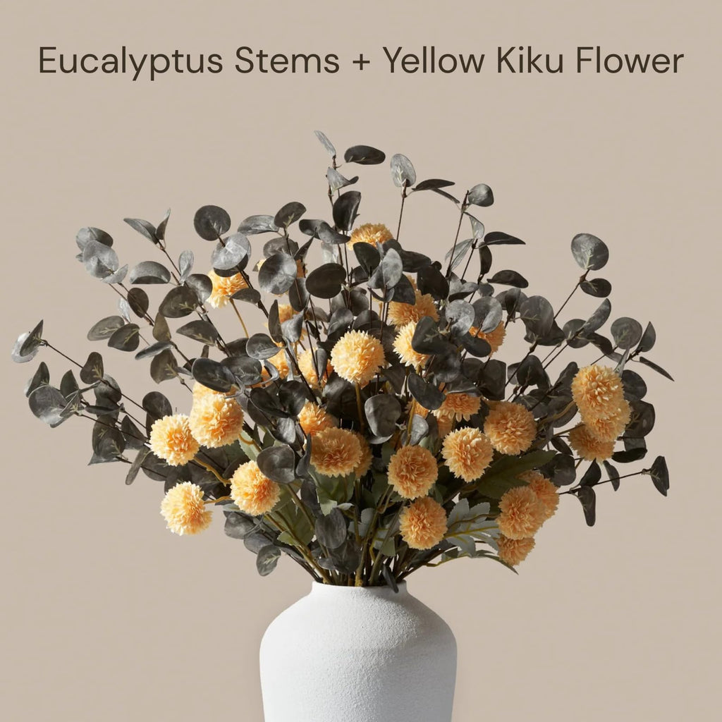 6 Branches Artificial Long Eucalpytus Stems For Tall Vase, Real Look