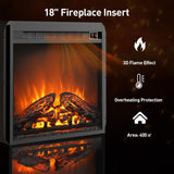 Corner Fireplace TV Stand for TVs 45–75 Inches, Entertainment Center with Power Outlet and 18 Inch Electric Fireplace, Height Adjustable, Black