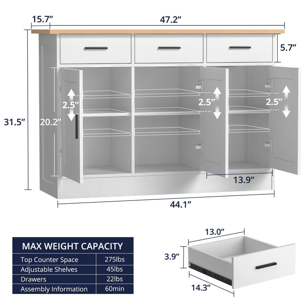 Buffet Cabinet with Storage - Buffets & Sideboards Kitchen Storage Cabinet, Wood Console Table Coffee Bar Accent