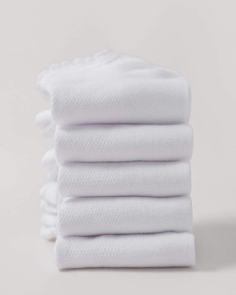 Girls White Ruffle Socks School Uniform Kids Cotton Ankle Dress