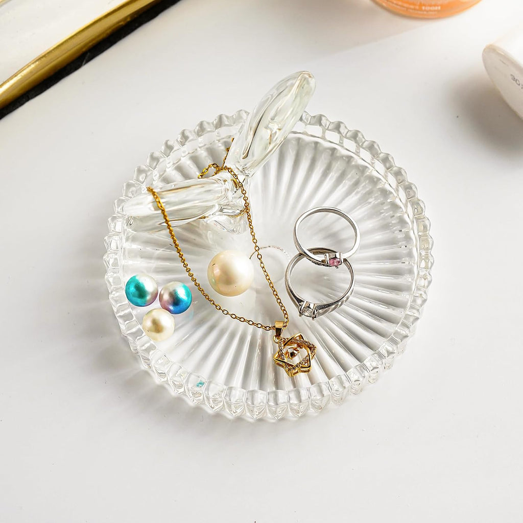 4 Inch Crystal Butterfly Ring Holder Dish Jewelry Tray Wedding Decor