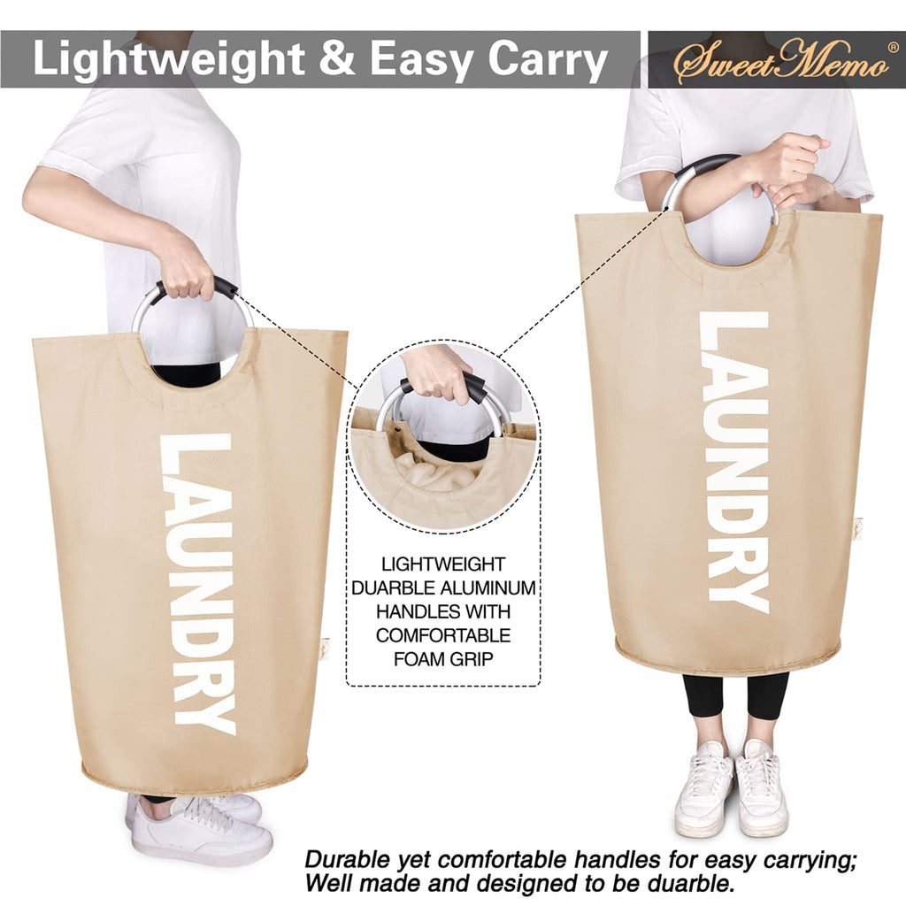 Extra Large Laundry Basket, Big Laundry Hamper Bag with Handles, 130L Brown