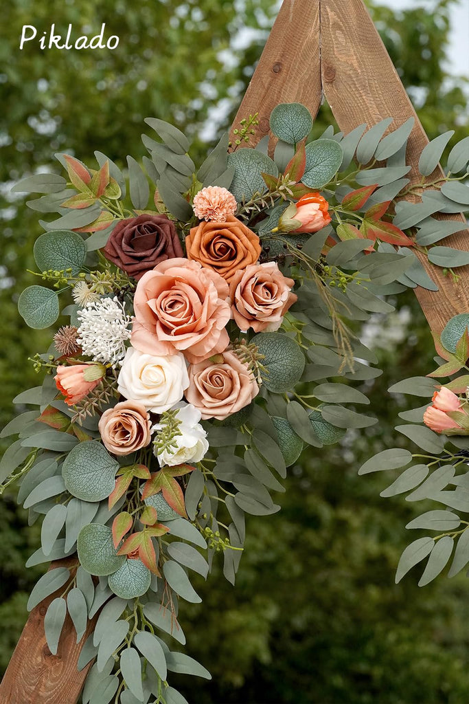 Faux Flower Swag Set of 2 for Wedding Welcome Signs Floral Swag Wedding Reception Ceremony Signs Decor (Terracotta)