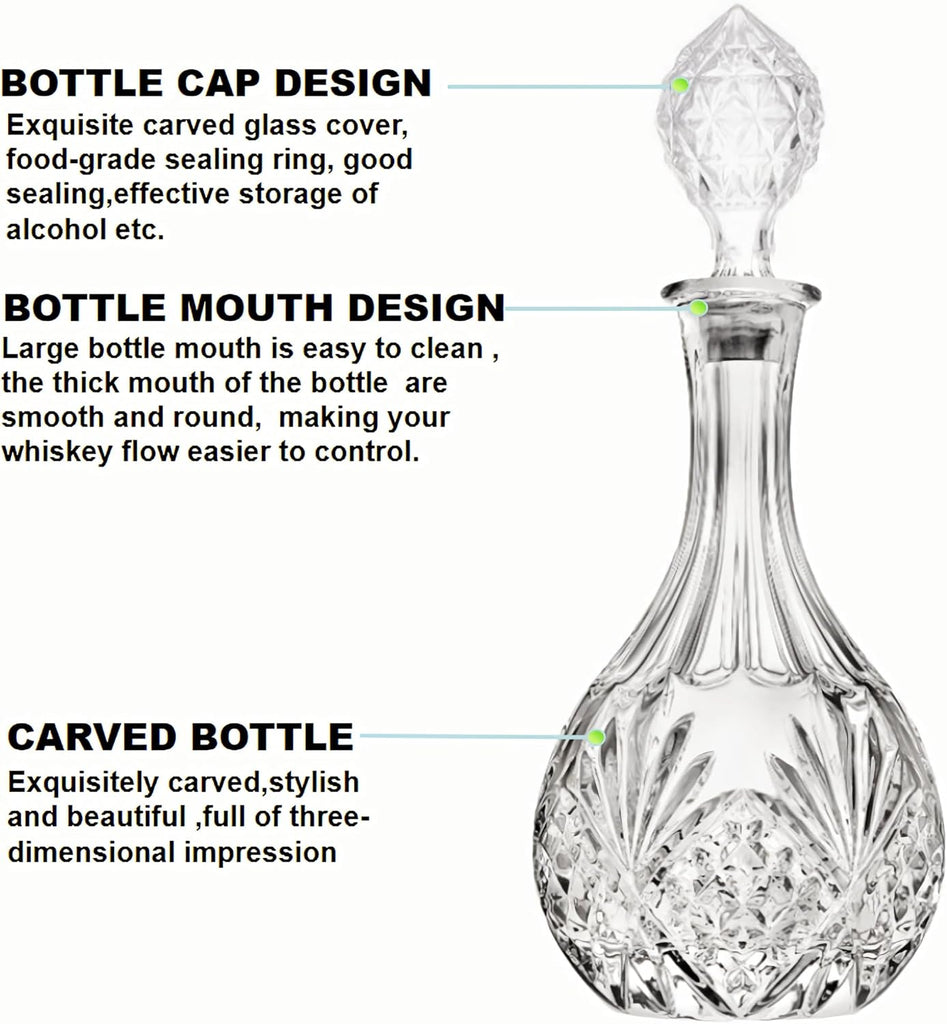 Whiskey Decanter with Airtight Glass Stopper, Liquor Decanter,28OZ