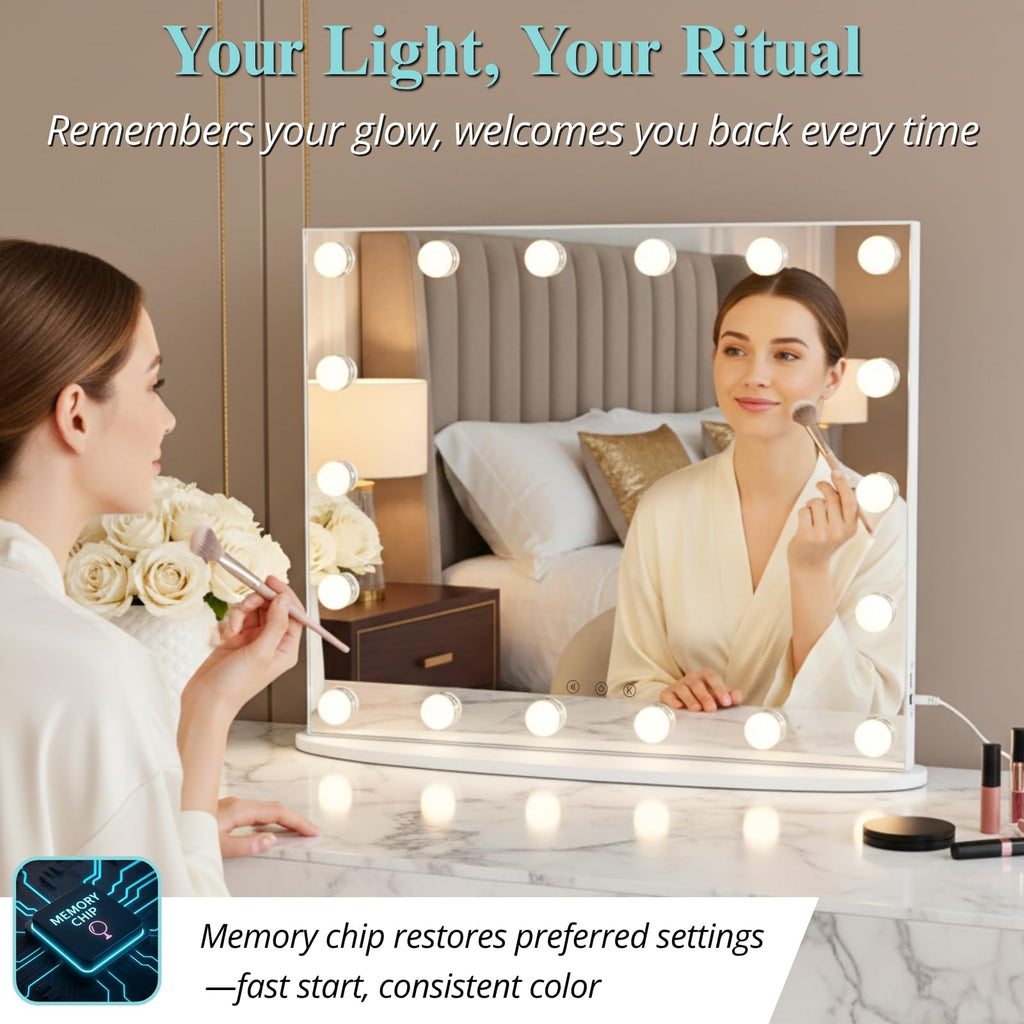 Vanity Mirror with Lights, 23.6" Hollywood Makeup Mirror White