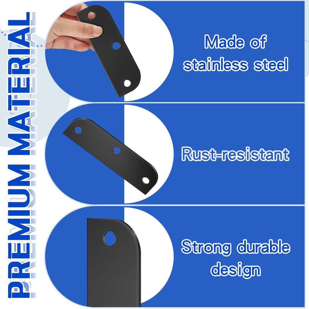 12 Set Black Door Hinge Filler Plates 3.5 inch, with 18 Screws