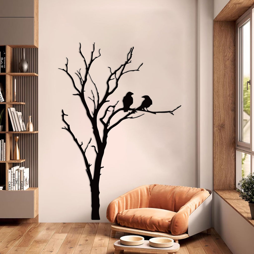 Metal Birds on Tree Branch Wall Art, Tree of Life Metal Wall Decor, Large Wall Art, Nature Room Decor, Rustic Home