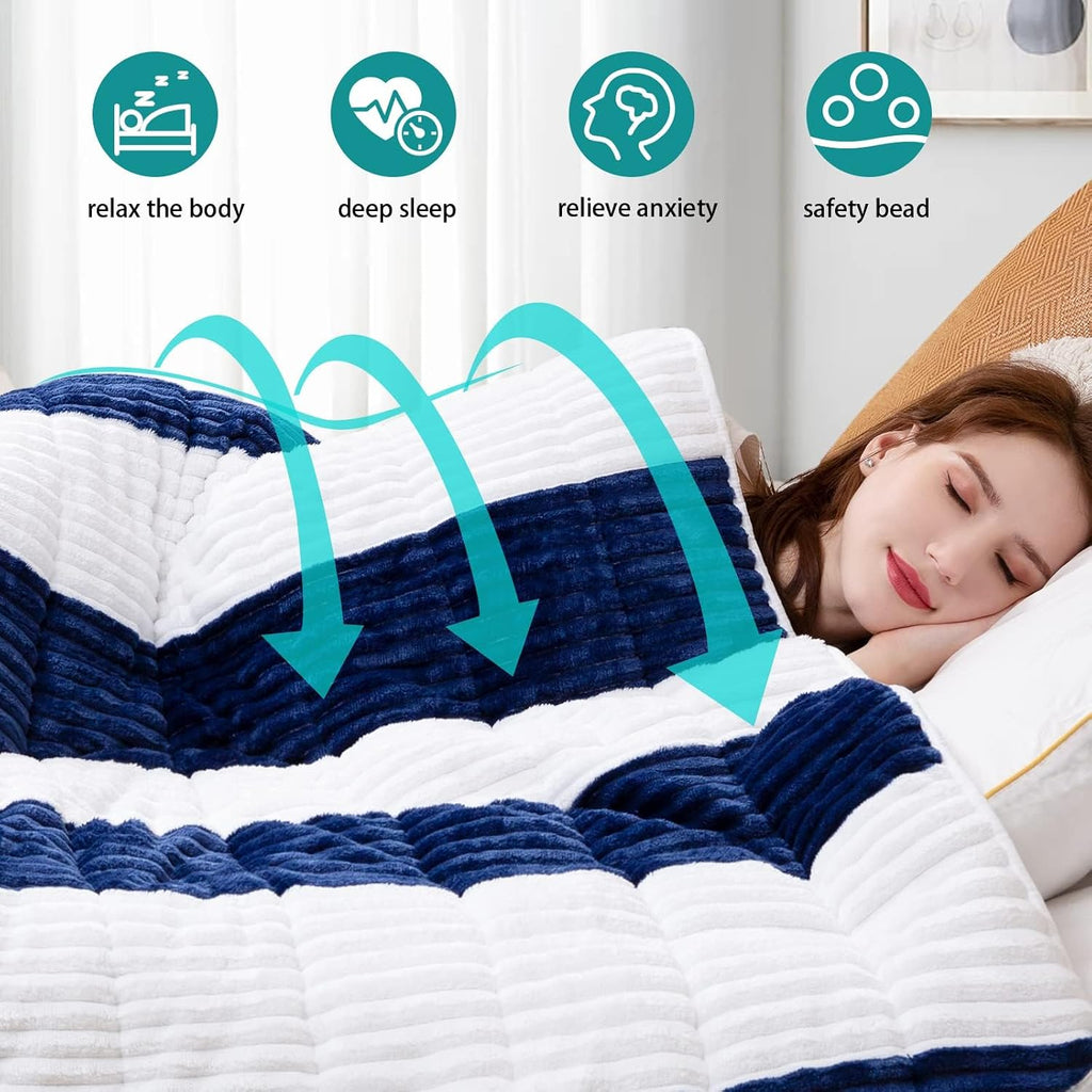 Sherpa Weighted Blanket for Adults 15lbs, 60"x80", Queen Size Fuzzy Heavy Throw Blanket for 140-160lbs, Microfiber