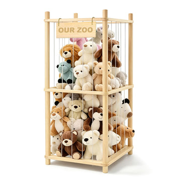 Stuffed Animal Storage, Wood Stuffed Animal Zoo Storage, Space Save Toy Organizer, Large Capacity Stuffed Animal
