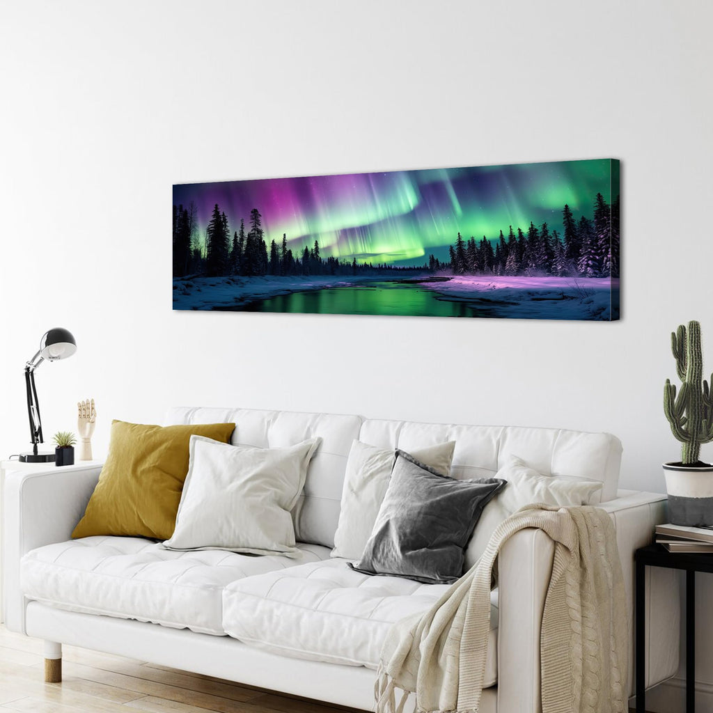 Northern Lights Wall Art Decor Aurora Forest Pictures Wall Decor Aurora Borealis Landscape Canvas Prints Painting