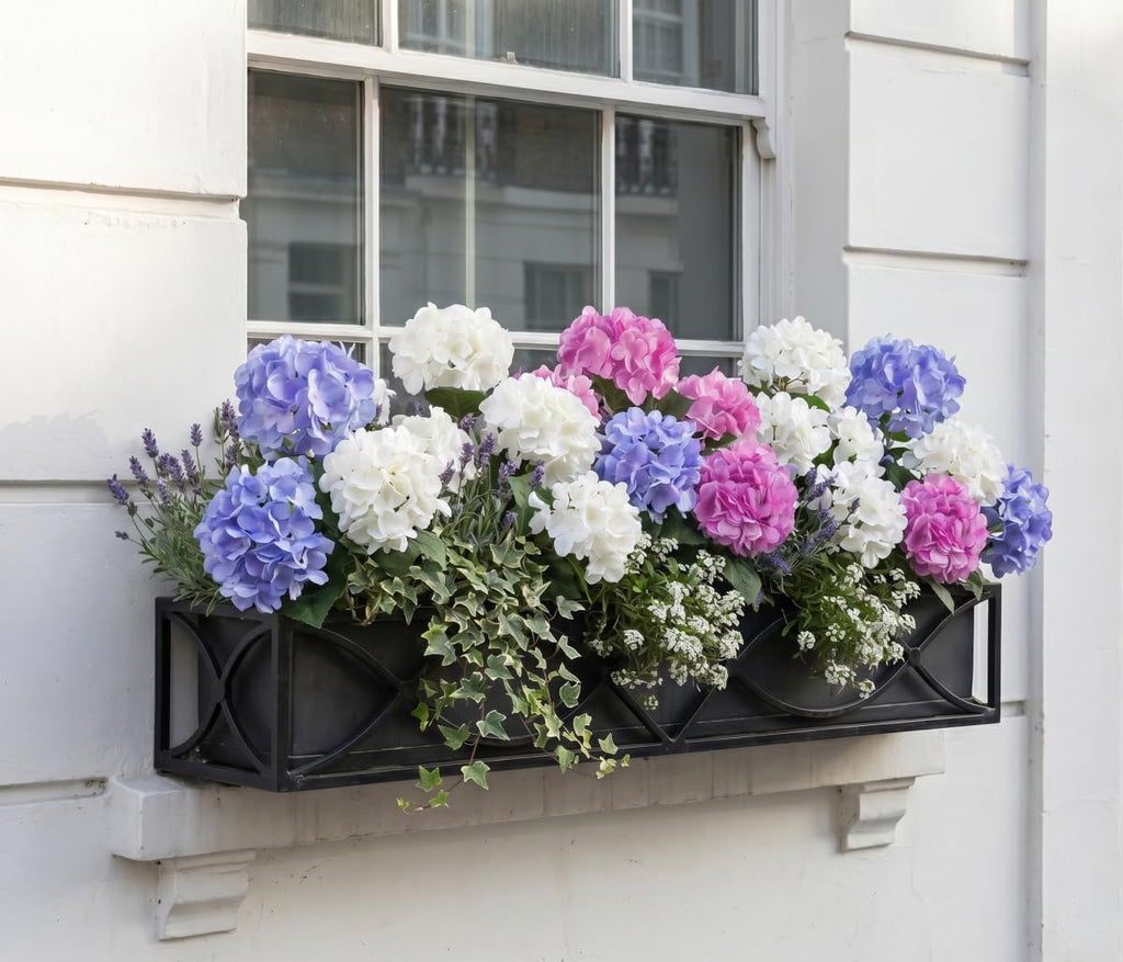 Artificial Flower for Outdoor, 6 Pcs Fake Bush Plant UV Resistant for Outdoors Front Porch Indoor Home Garden Decor