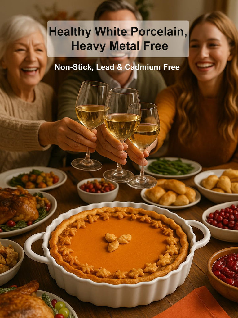 9×2in Deep Ceramic Pie Pan with Handles for Pie Quiche Tart Baking. Easy to grip, Lead-Free. Casserole Lasagna Dish
