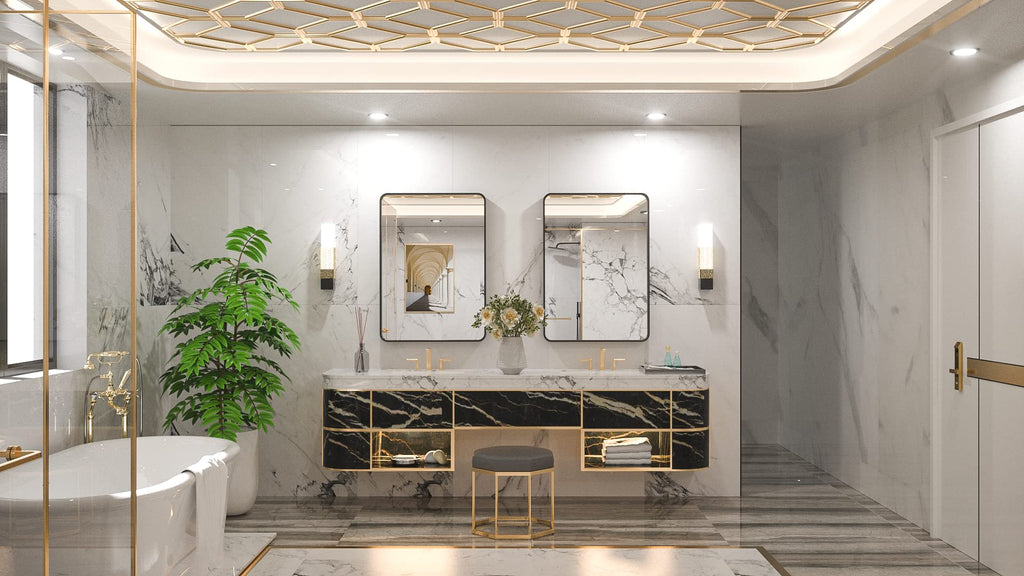 Black Framed Mirrors, 2 Inch Thick Frame 22 x 30 Inch Brushed Metal Frame Wall Mounted Rectangle Mirror